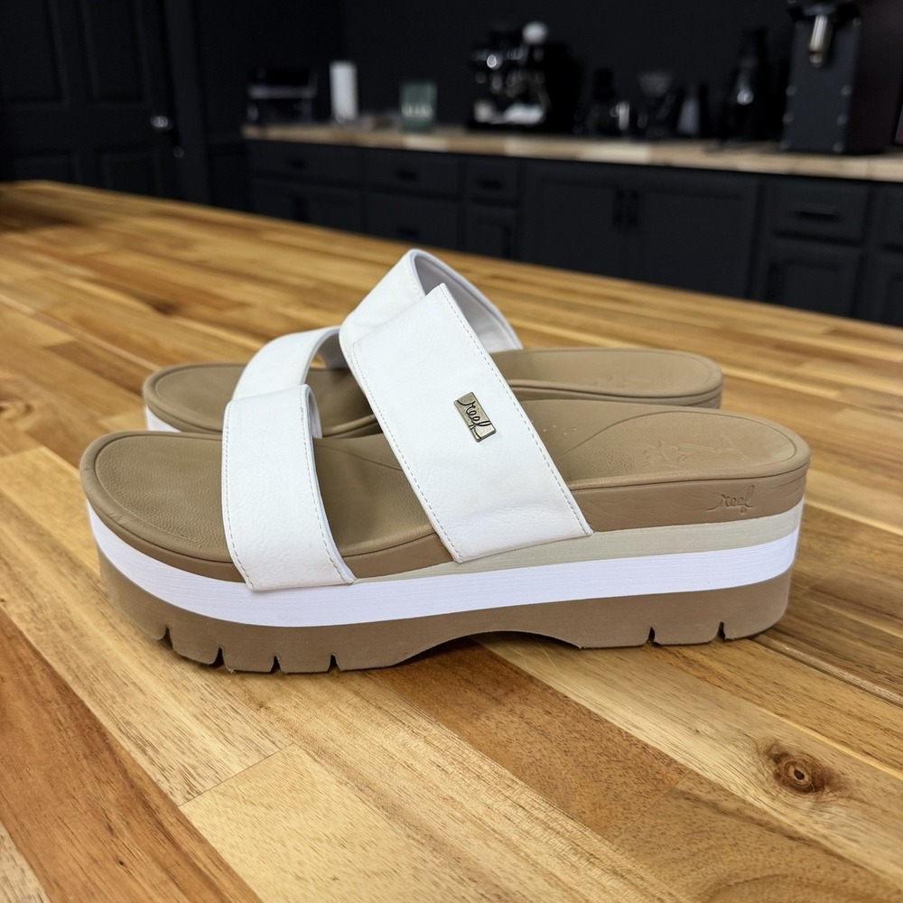 Reef Cushion Banded Horizon 2.5 White Size 8 Platform Strappy Sandals Slides - Picture 4 of 8